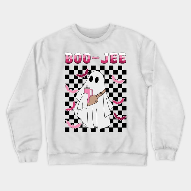 Spooky Season Cute Ghost Halloween Costume Boujee Boo-Jee Crewneck Sweatshirt by JennyArtist